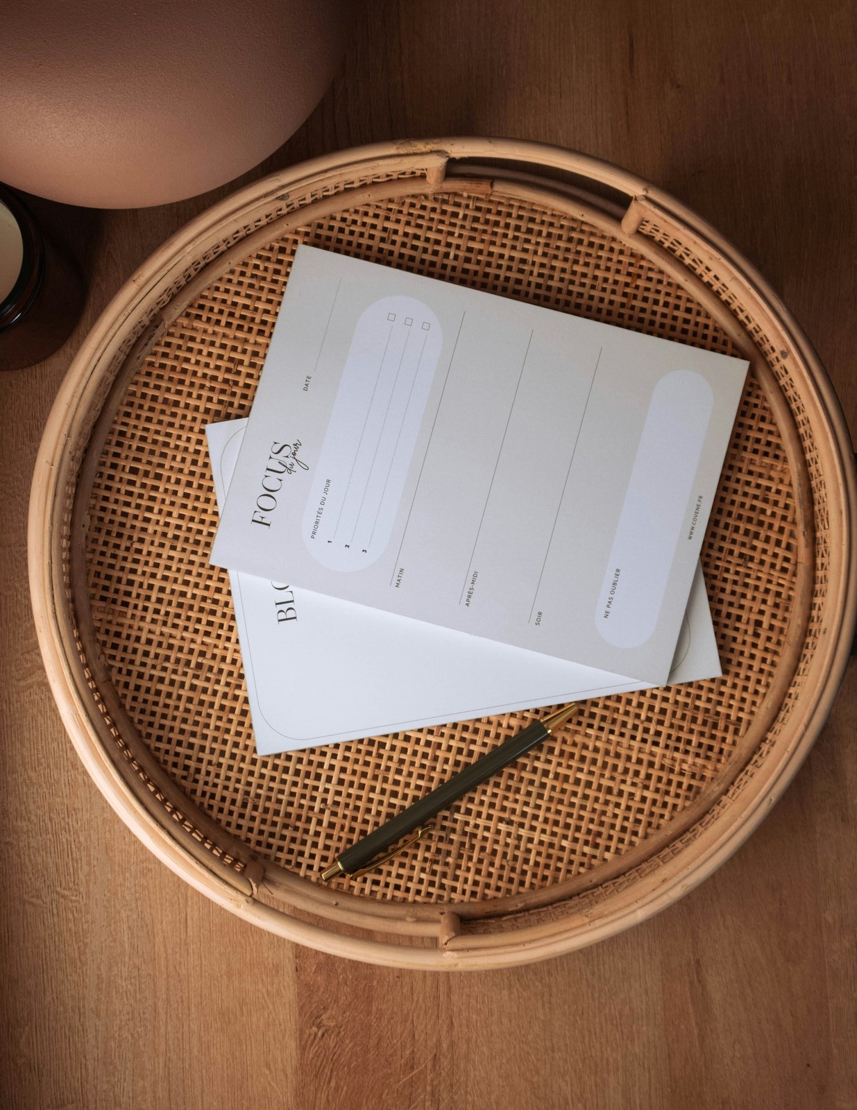 Bloc notes Plateau avec 2 blocs notes et un stylo